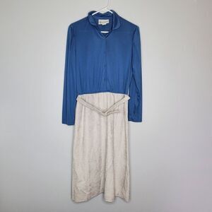 Connections 13 14 Vintage Dress Blue Gray  Soft Fuzzy Waist Belt Accent